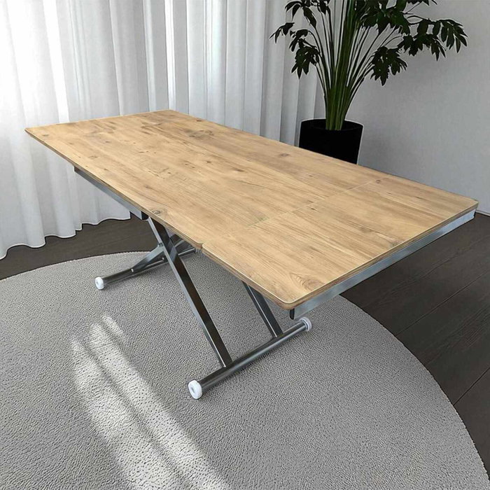 Hanah Home Mesa de Comedor Extensible Pino y Cromo Hanah Home Mesa de Comedor Extensible Pino y Cromo